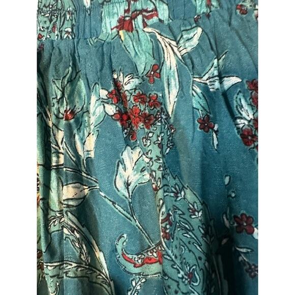 Band of the Free Teal Blue Floral  Bohemian Wrap Style Long Maxi Skirt Women Med - Picture 8 of 11